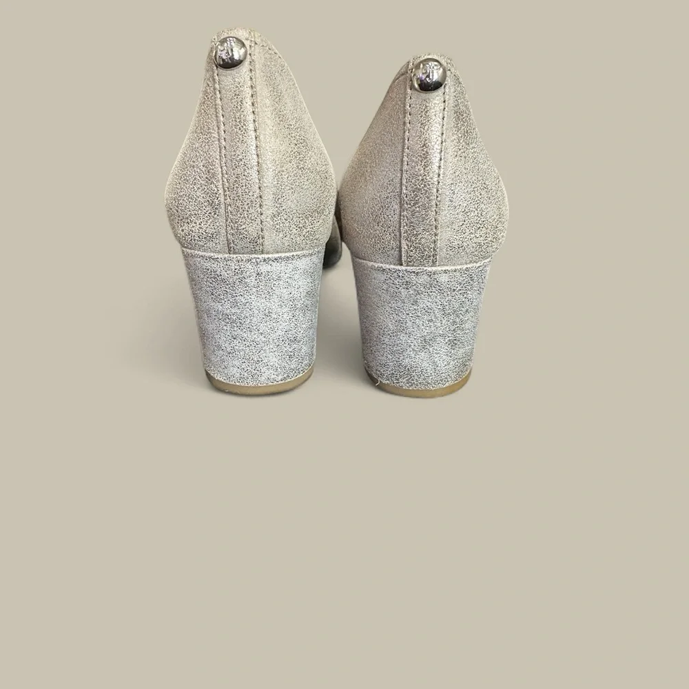 New Donald J. Pliner Metallic Champagne Block Heel Pumps